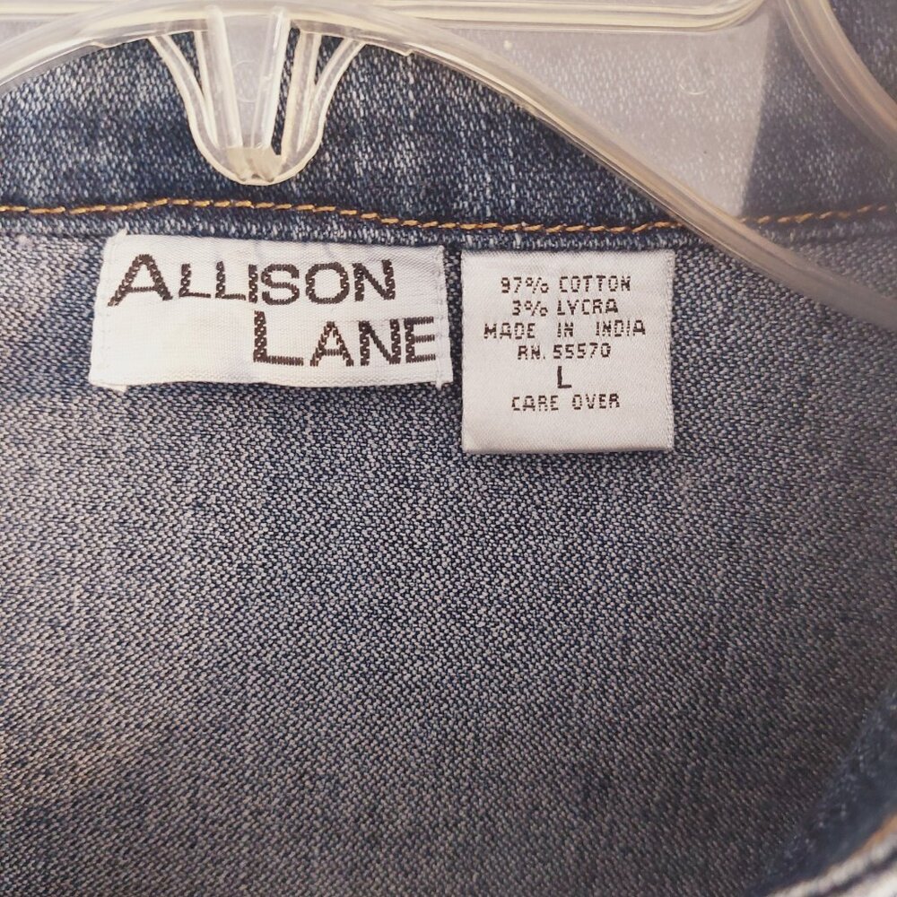 Blue Demin Collarless Vest by Allison Lane Sz L - Picture 3 of 5
